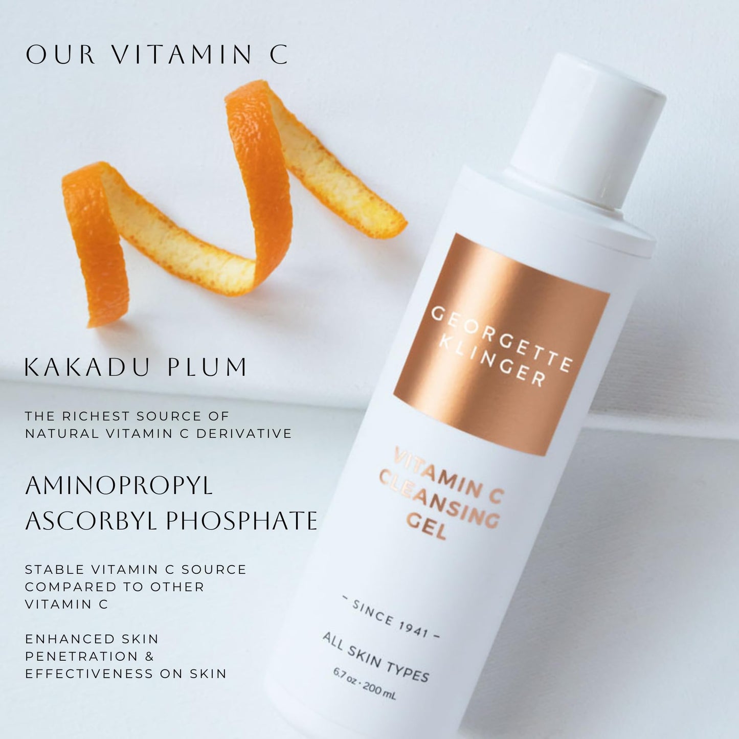 Georgette Klinger Vitamin C Cleansing Gel - Daily Antioxidant Face Wash Brightens and Improves Texture for Clearer, Smoother Skin. Deeply Cleans Pores, Refreshes and Fights Daily Damage - 6.7 oz