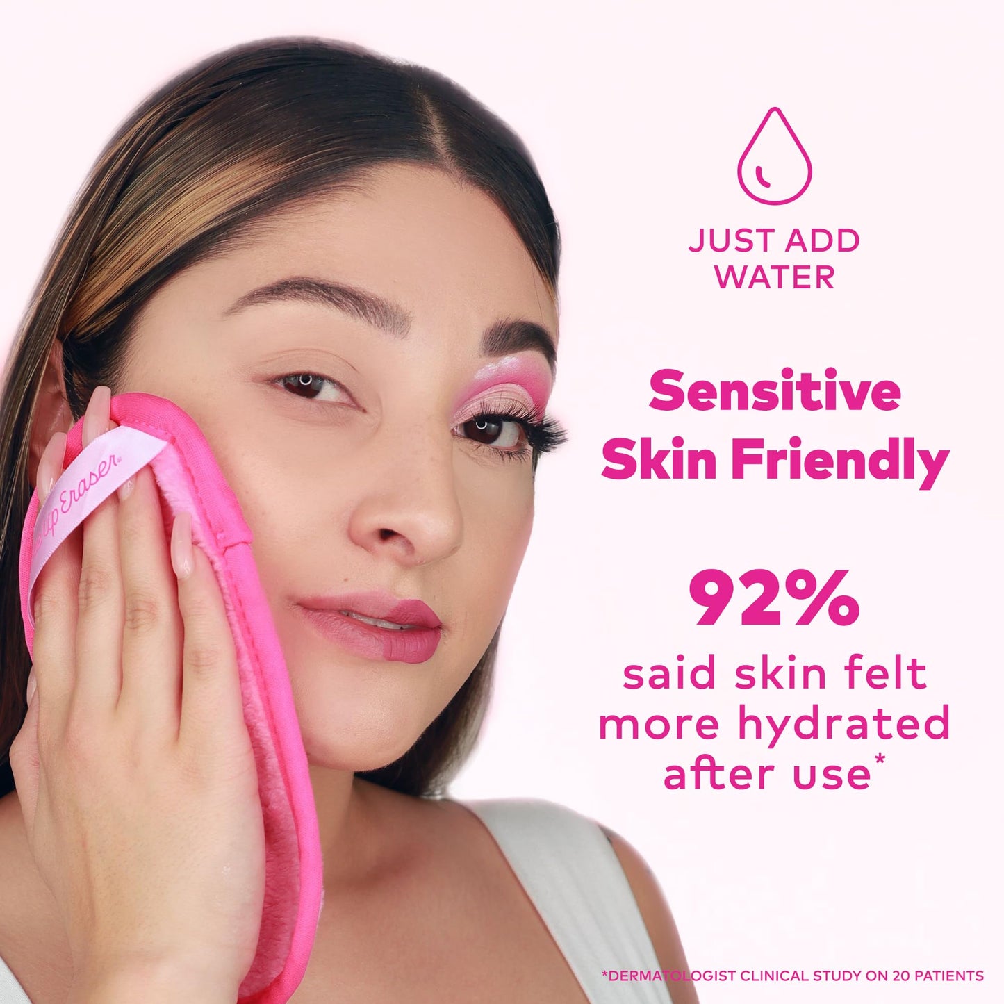 The Original MakeUp Eraser Mini PRO, Erase All Makeup With Just Water, Including Waterproof Mascara, Eyeliner, Foundation, Lipstick, Sunscreen and More! Original Pink, 1ct.