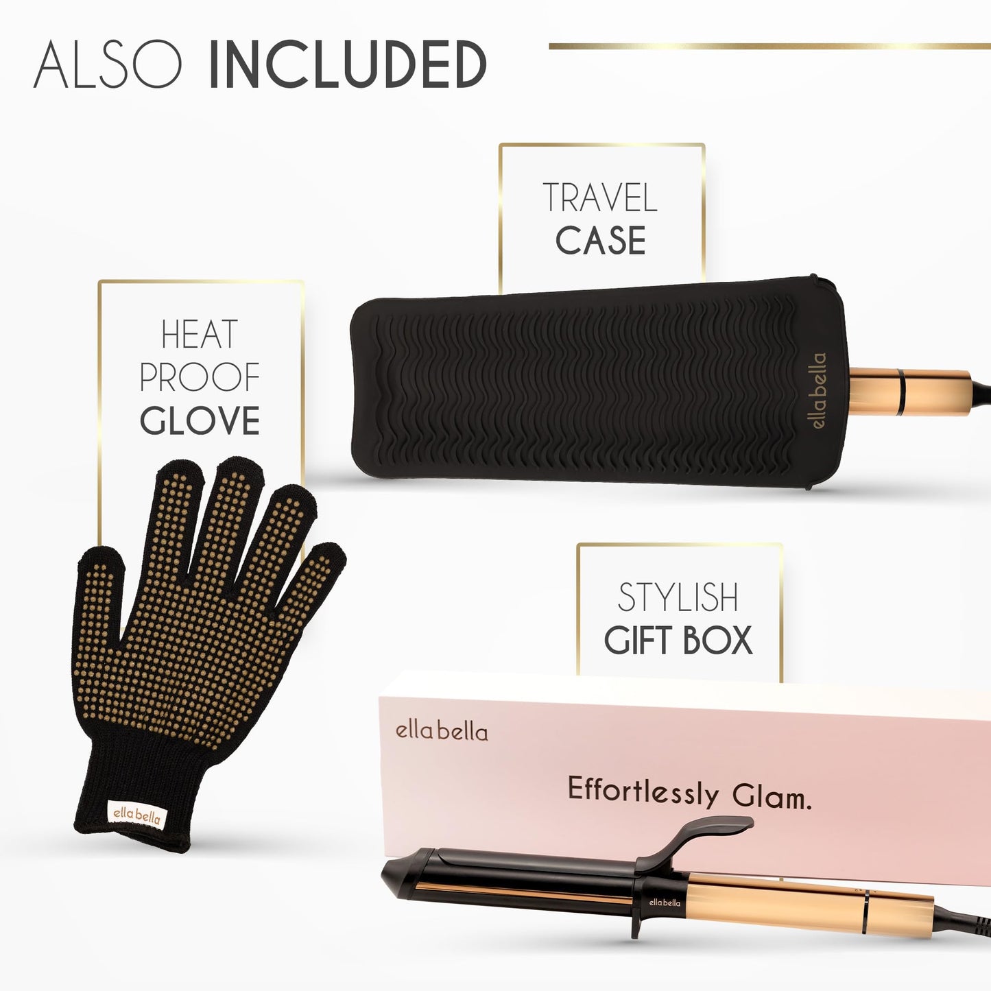 ELLA BELLA® Curling Iron 1 Inch • Professional Hair Curler • Curling Wand • Ceramic Curling Irons • Transform Your Look in Seconds • Suitable for All Hair Types • Say Goodbye to Heat Damage