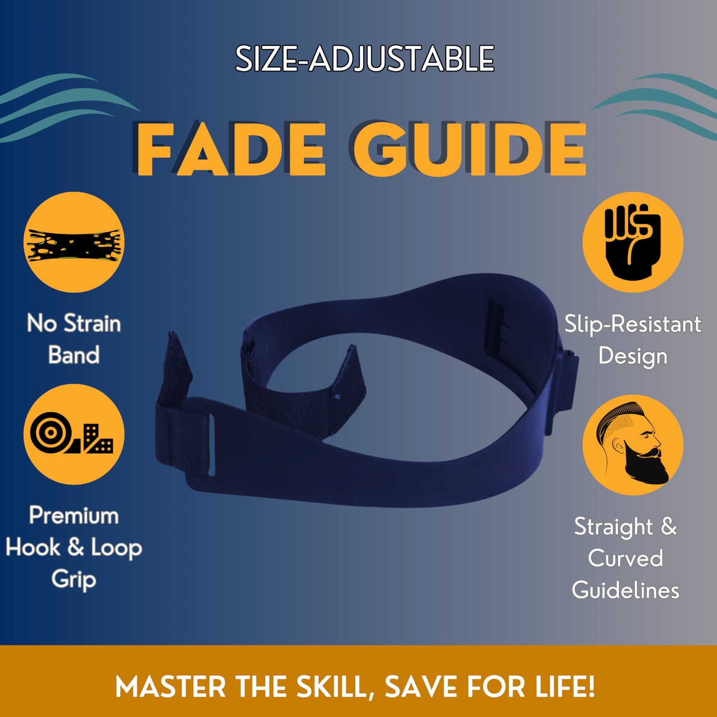 247 Groomed Self Haircut Kit for Men | 2Pcs SelfCut Guide for Men: Neckline Shaving Template & Fade Guide | Adjustable Size Hair Fade Tool & Stable Neck Line Up Tool | Hair Cut for Kids & Seniors