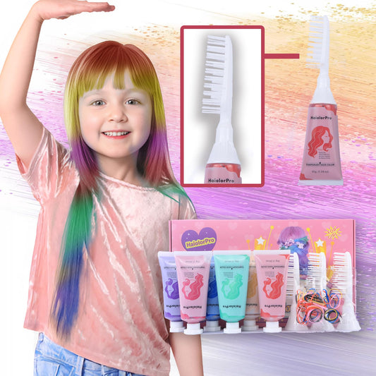 HaiolorPro Hair Chalk for Girls - Washable Hair Paint Wax, 6 PCS Temporary Hair Color for Kids, Birthday Gifts for Girls Aged 6-13
