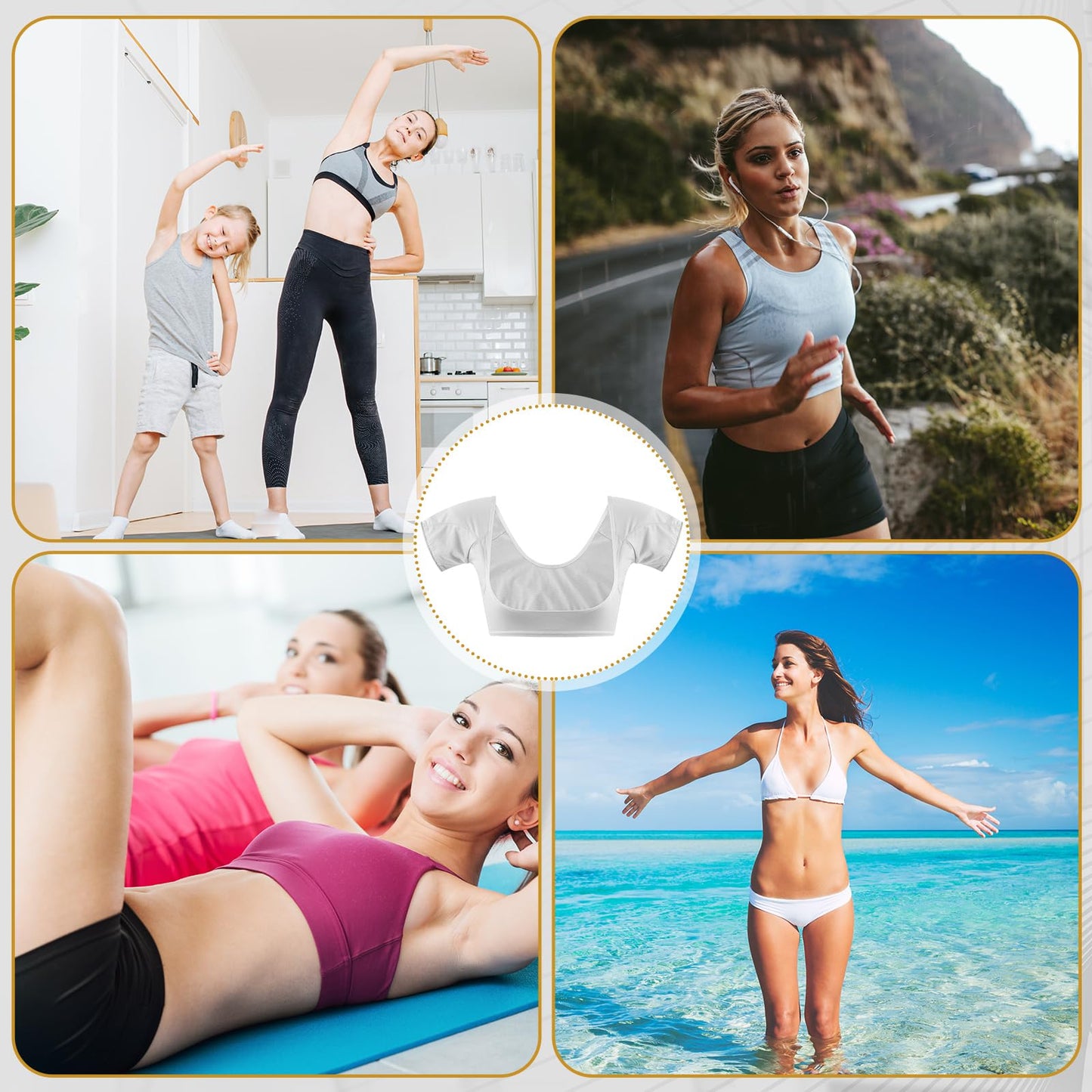 Zhanmai 3 Pcs Underarm Sweat Vest Armpit Sweat Proof Pads for Under Armpits Underarm Proof Pads for Women(Large, Black, White, Dark Gray)