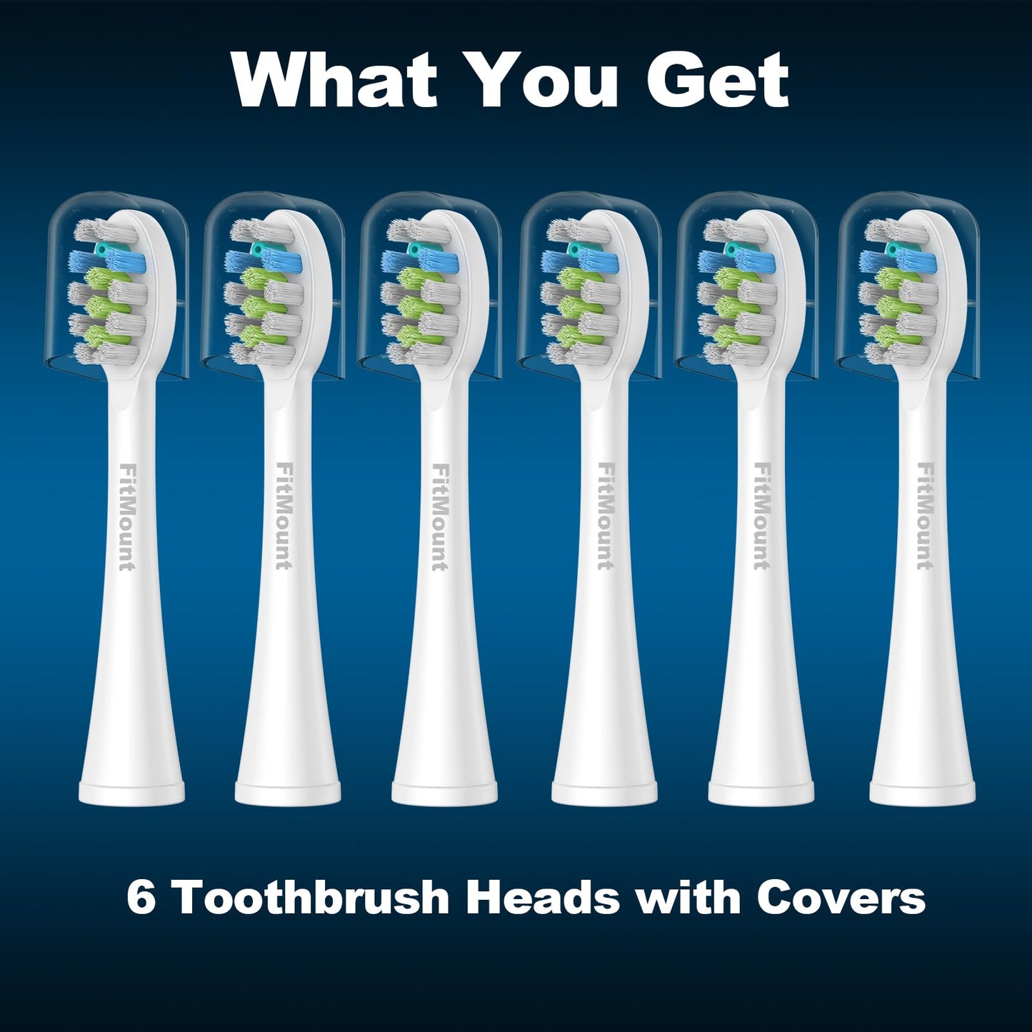 FitMount 6 Pack Toothbrush Replacement Heads Compatible with WaterPik Sonic Fusion 2.0, FitMount Flossing Brush Head Fit for Water-Pic SF-01W SF-02W and 2.0 SF-03 SF-04, White