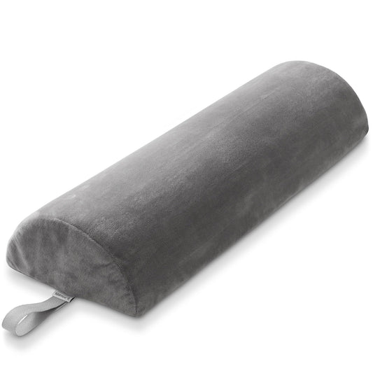 Saloniture Jumbo Half Round Massage Table Bolster Pillow Pad - 26 x 9 x 4.5 Inch - Gray Velour