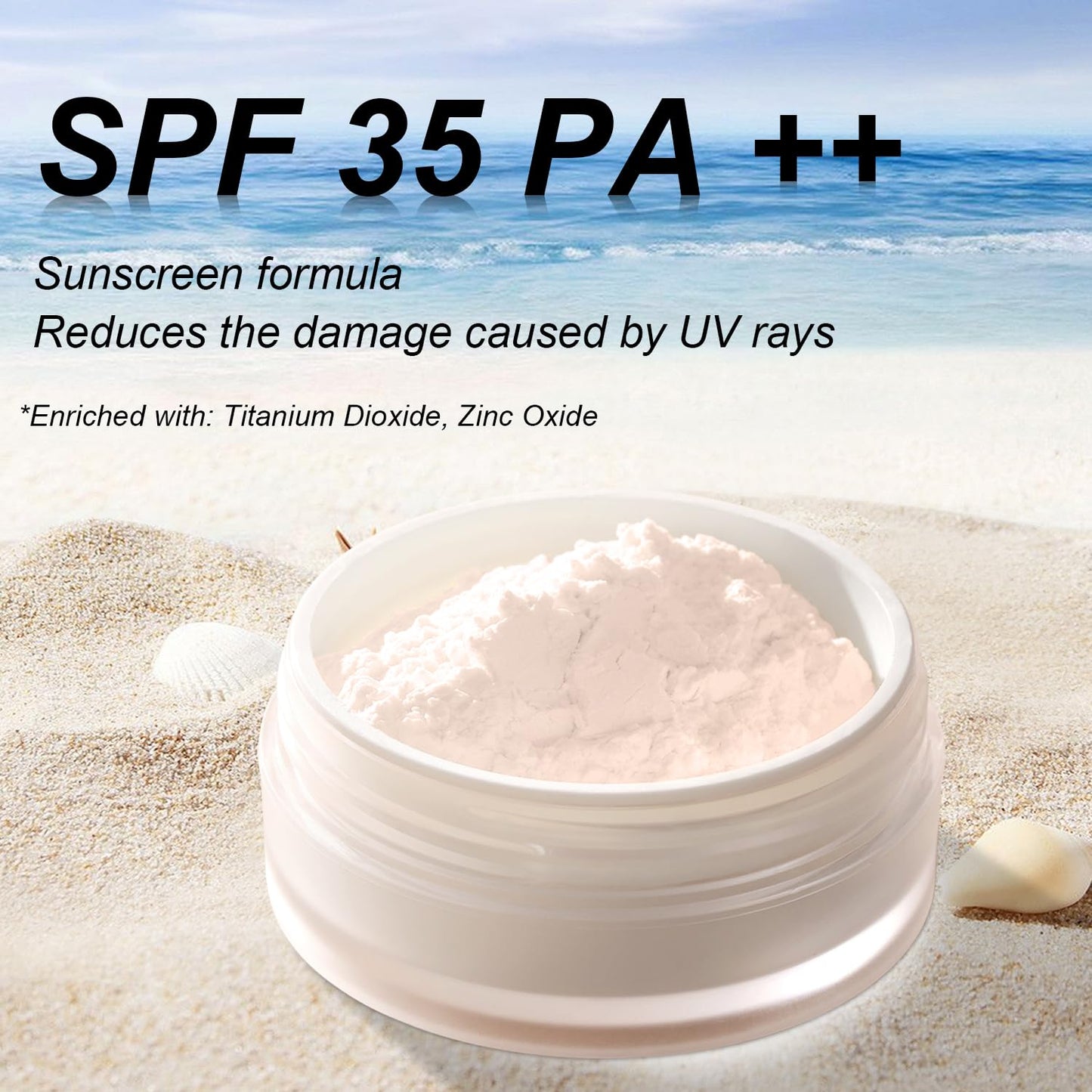 Meilury Sunscreen Mineral Setting Powder, SPF 35, Talc-Free, Blurring Finishing Powder, Buildable Lightweight Coverage, for Matte Base Makeup (#01 Translucent Setting Makeup)