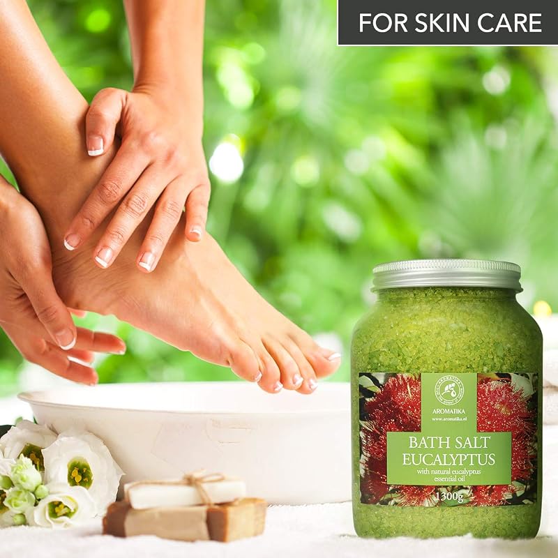 Sea Salt Bath with Eucalyptus Essential Oil 46 oz – Relaxing, Sleep Support Bath Salts