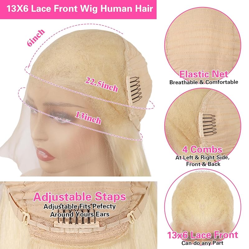 613 Lace Front Wig 200% Density 26 Inch Straight 13x6 HD Transparent Lace Frontal - Glueless Pre Plucked with Baby Hair, Variation of THIS listing