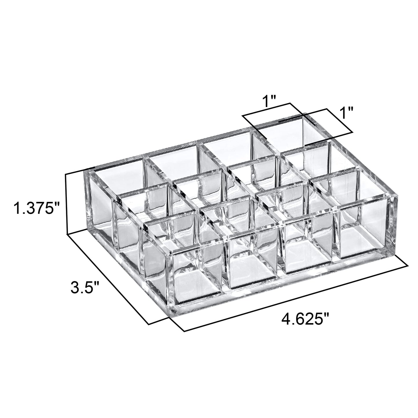 Amazing Abby - Allure - 2-Pack 12-Slot Acrylic Lipstick Organizer, Lipstick Holder, Lip Gloss Holder, Cosmetic Storage Display, Perfect Storage Solution for Drawer and Vanity (Slot Size: 1.0" x 1.0")