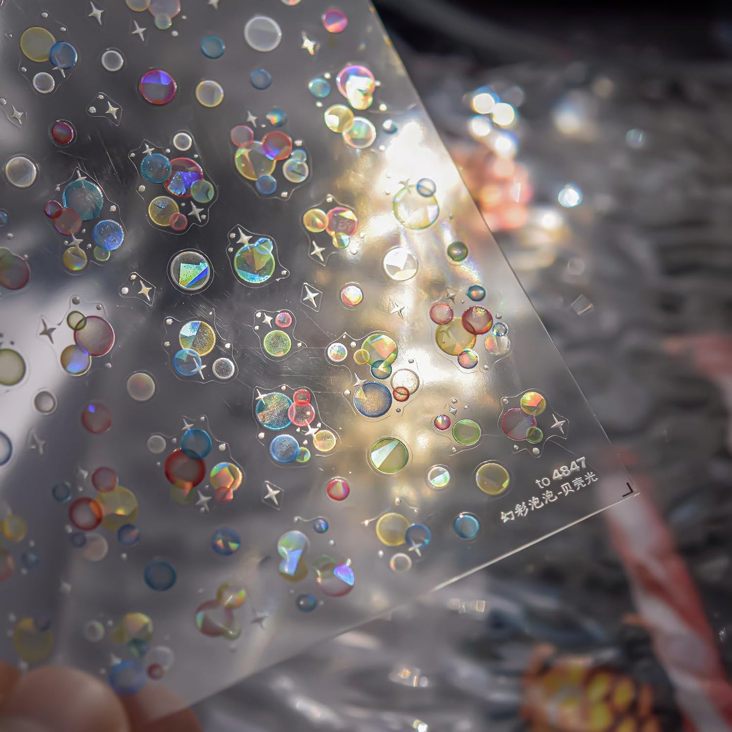 Bubble Nail Art Stickers Decals Summer Gel Nail Stickers Shell Light Nail Decals 3D Self-Adhesive Colorful Bubbles Design Acrylic Nail Art Supplies Summer Bubble Stickers for Women Nail Charms