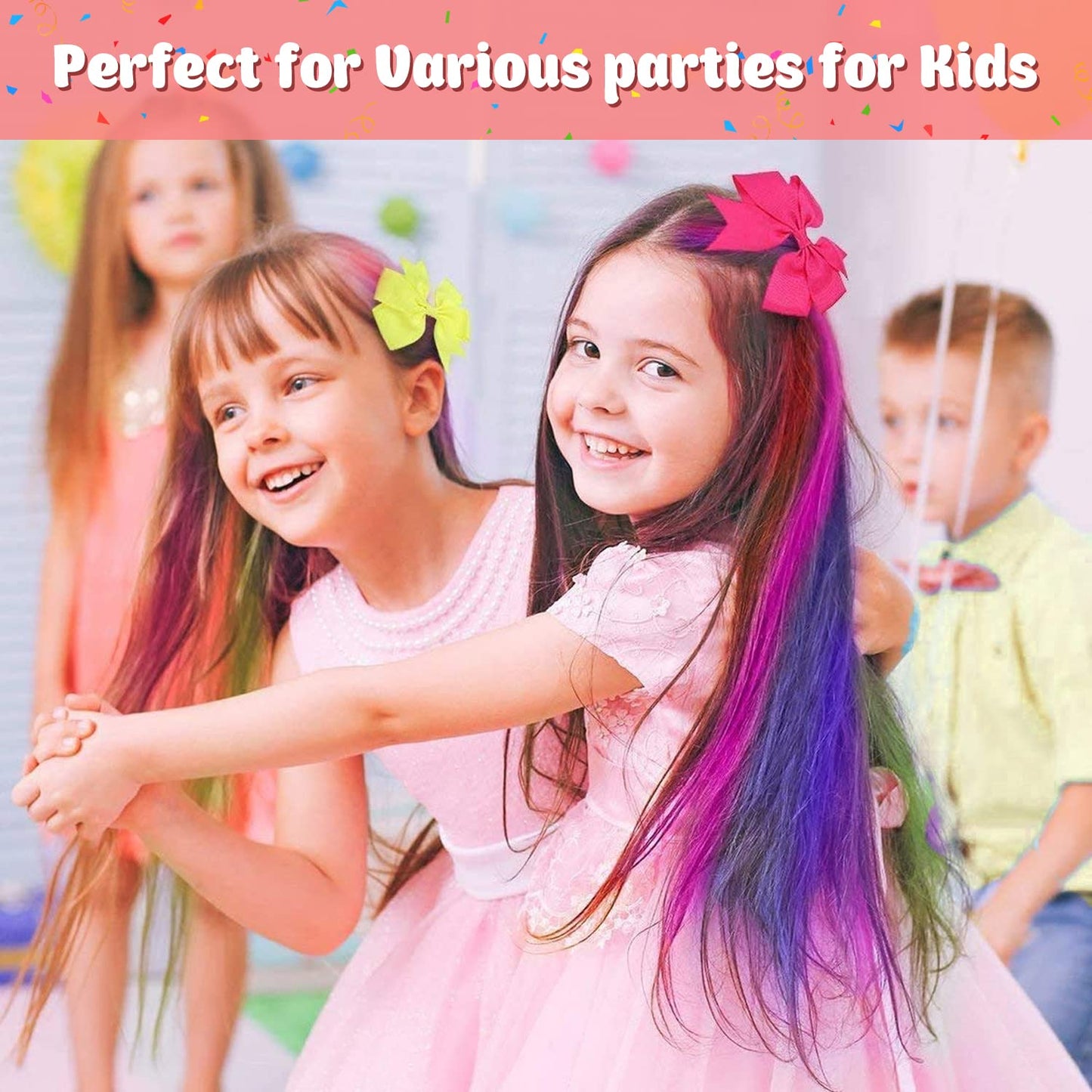 New Hair Chalk Comb for Girls Kids with light hair, Washable Temporary Hair Color Dye for Kids Age 5 6 7 8 9 10+ Birthday Gift Cosplay DIY, Christmas (Blue, Pink, Purple, Green, Red, Black)