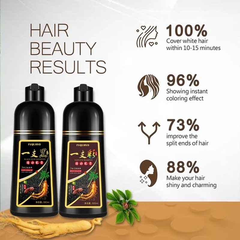 Instant Blonde Brown Hair Dye Shampoo 500ml for Men & Women, 3 in 1 Golden Color 100% Gray Coverage, Natural Dye in Minutes 17.6 Fl Oz