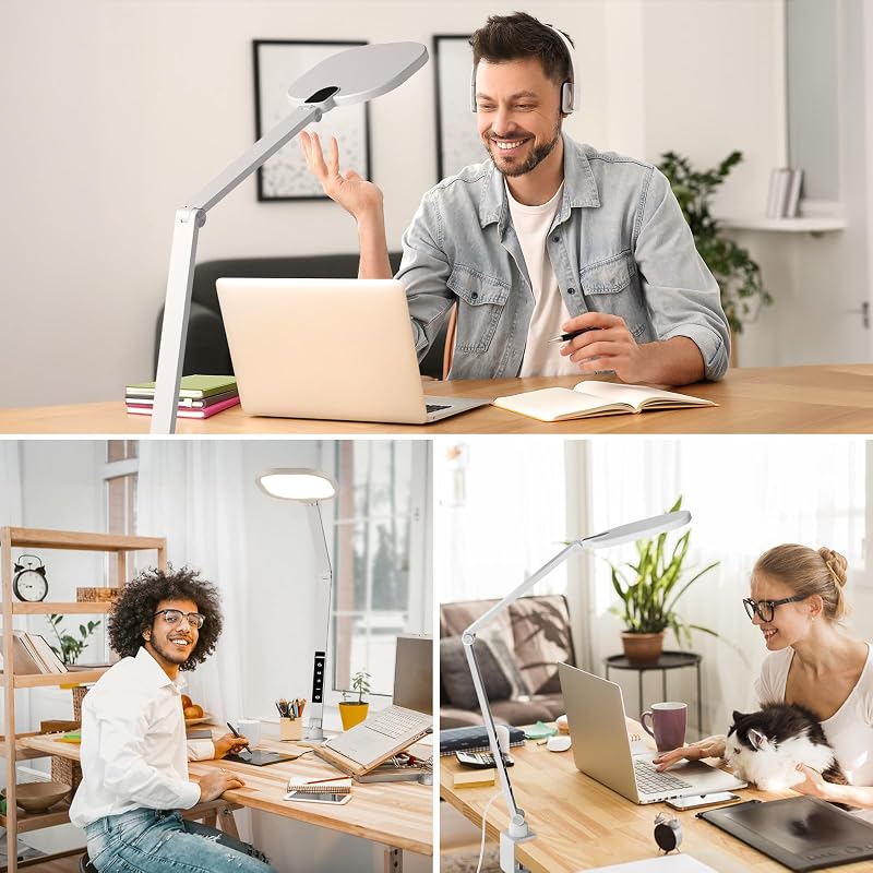 LED Desk Lamp for Home Office with Clamp — White Variation