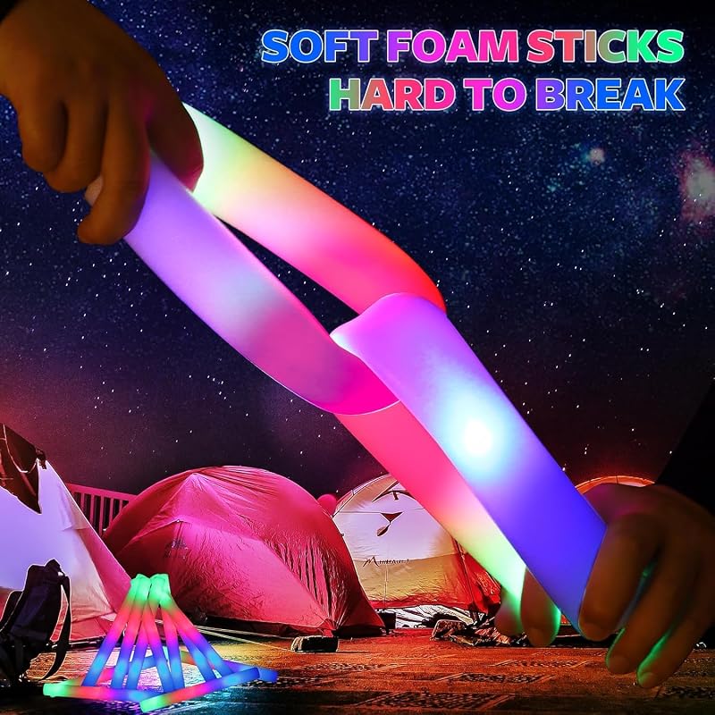 130 PCS LED Foam Glow Sticks Bulk with 3 Modes - Colorful Party Lights for Birthday, Wedding, Carnival & Concert (Variation: 130)