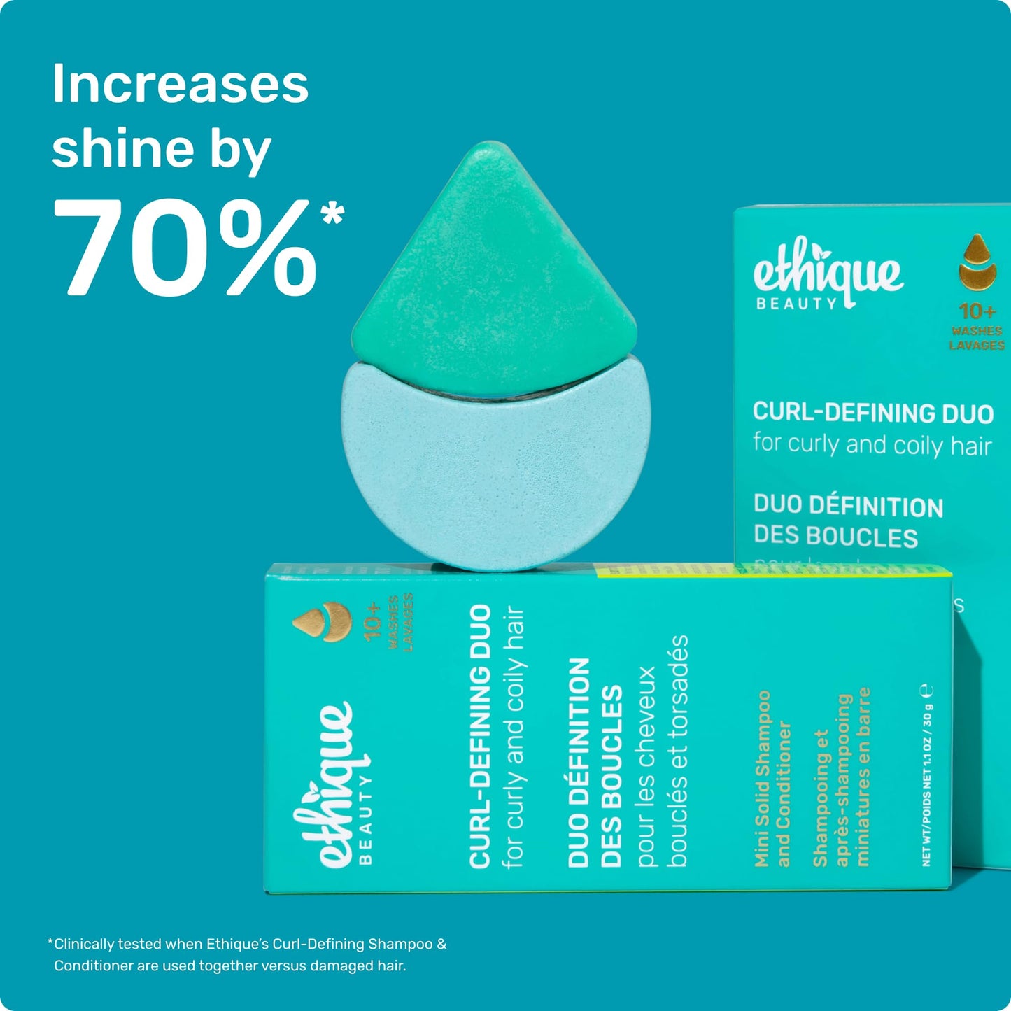 Ethique Beauty Mini Sampler Solid Shampoo & Conditioner Bar Set - Curl-Defining Shampoo & Conditioner with Shea Butter