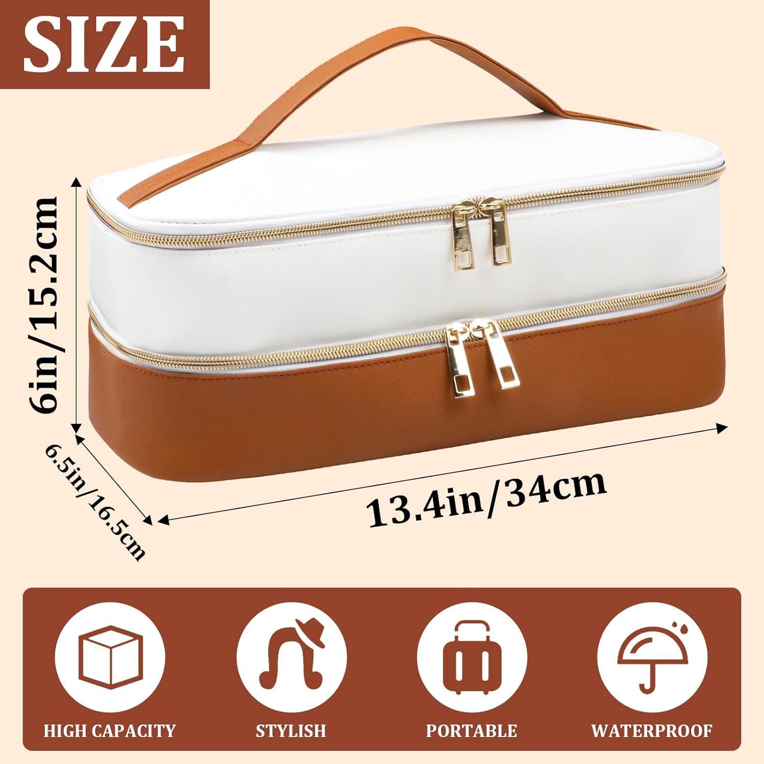 Shark Flex Style Travel Case - Double Layer Waterproof Organizer for Hair Dryer Attachments (Dianthus White)