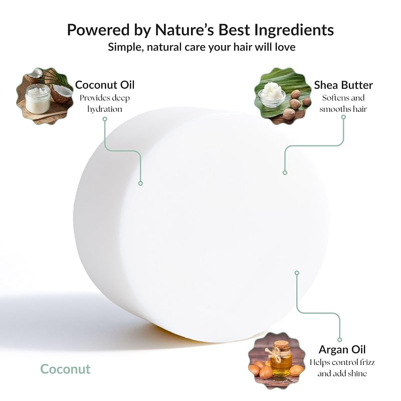Coconut 2-in-1 Shampoo & Conditioner Bar – Moisturizing, Frizz Control, Sulfate-Free