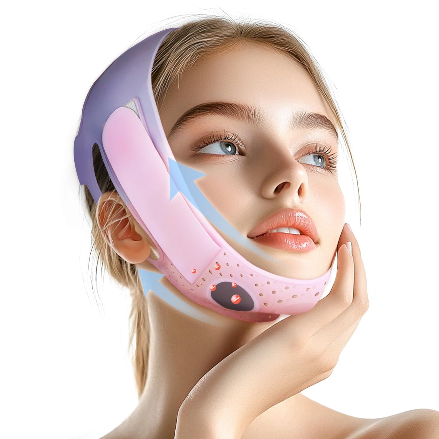 ONLUKY Chin Strap for Sleeping, Soft Silicone V-Line Lifting Mask, Reusable Face Lift Double Chin Reducer Eliminator for Women Men Anti Snoring Devices, Jaw Exerciser Jawline Shaper (Pink)