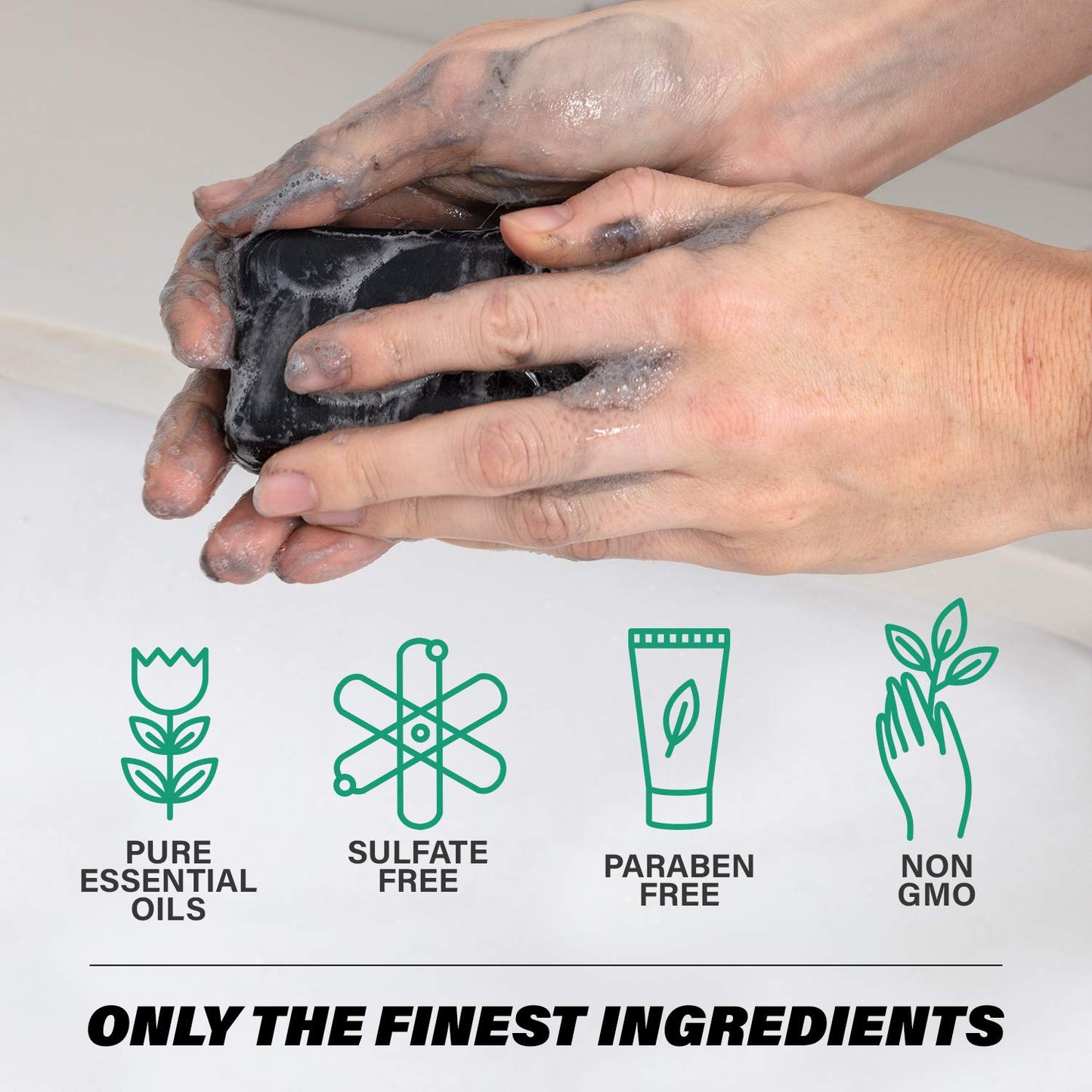 Southern Natural Handmade Activated Charcoal Soap Bar for Face & Body - Perfect for Sensitive Skin & Dry Skin Relief – With Dead Sea Mud, Goat Milk & Peppermint Essential Oil – 2 Pack, 4.5 oz