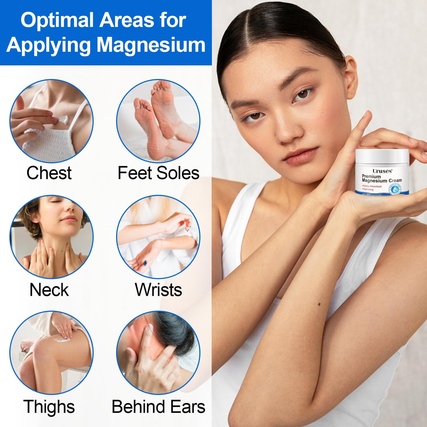 2PCS Magnesium Cream, Magnesium Lotion, Topical Magnesium Chloride, Highly Concentrated Magnesium for Leg, Muscle, Joint Care, Magnesium Oil Cream with Pure Zechstein Magnesium