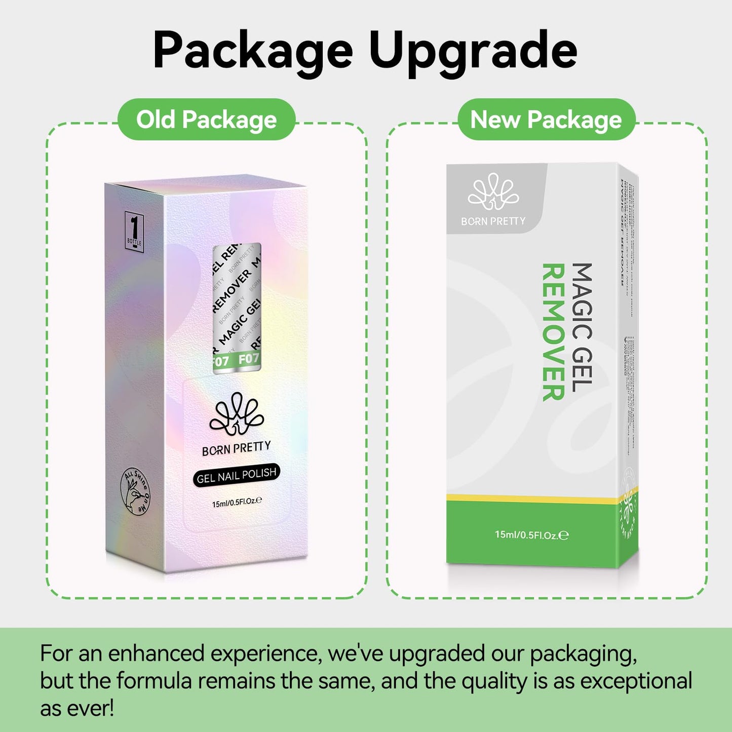 BORN PRETTY Magic Gel Polish Remover,2Pcs Gel Polish Remover for Nails with Cuticle Pusher and Nail Files,Quick & Easy Gel Nail Polish Removal in 3-5 Minutes,No Damage to Nails