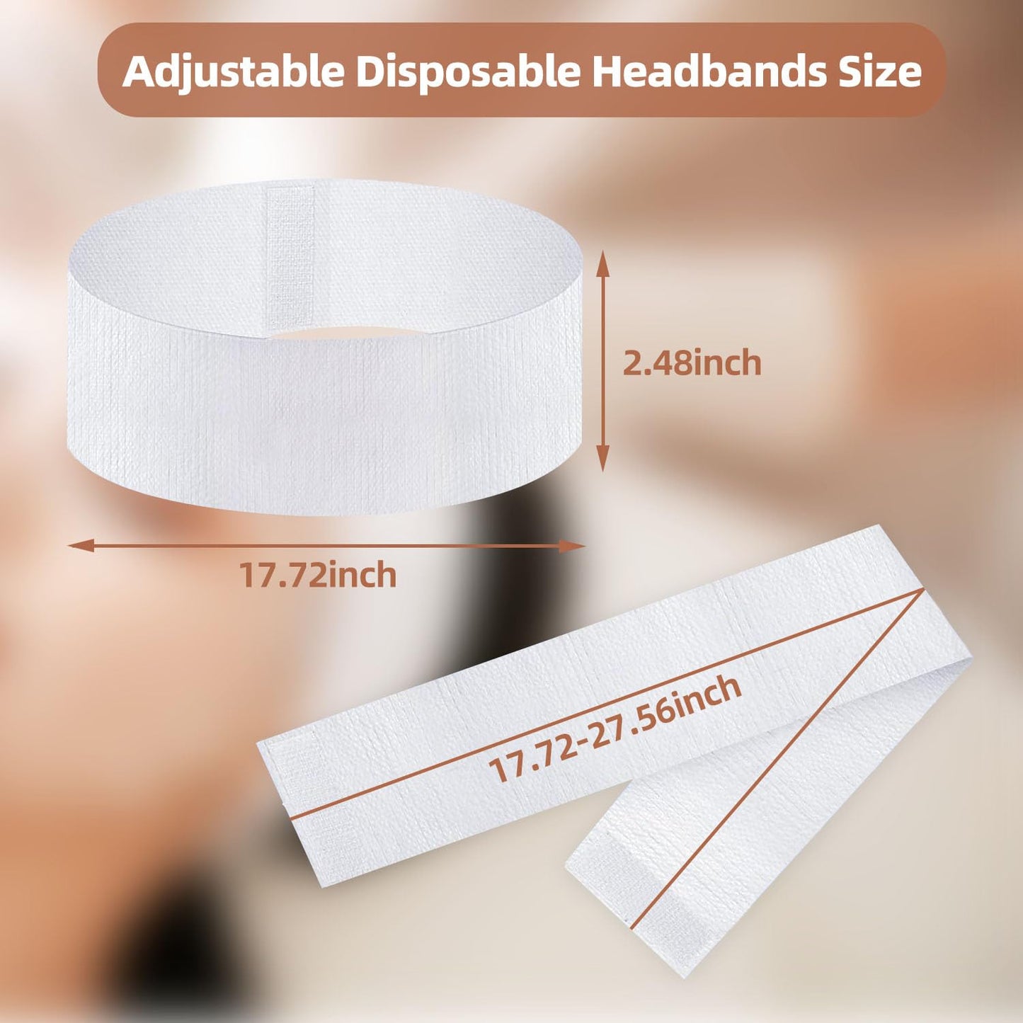 Saranna 120 Pieces Disposable Spa Headbands for Women Facial Hairband Non-Woven Makeup Headband for Hair Head Wrap Washing Face Skincare Travel Esthetic Headbands White