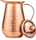 70 Ounces Bold & Divine Pure Copper Pitcher with Lid – Hammered Jug for Water & Beverages