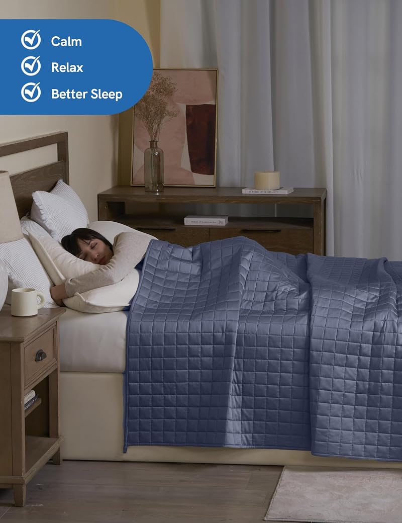 YnM Exclusive Blue Grey 60x80 25 lb Cooling Weighted Blanket for Adults