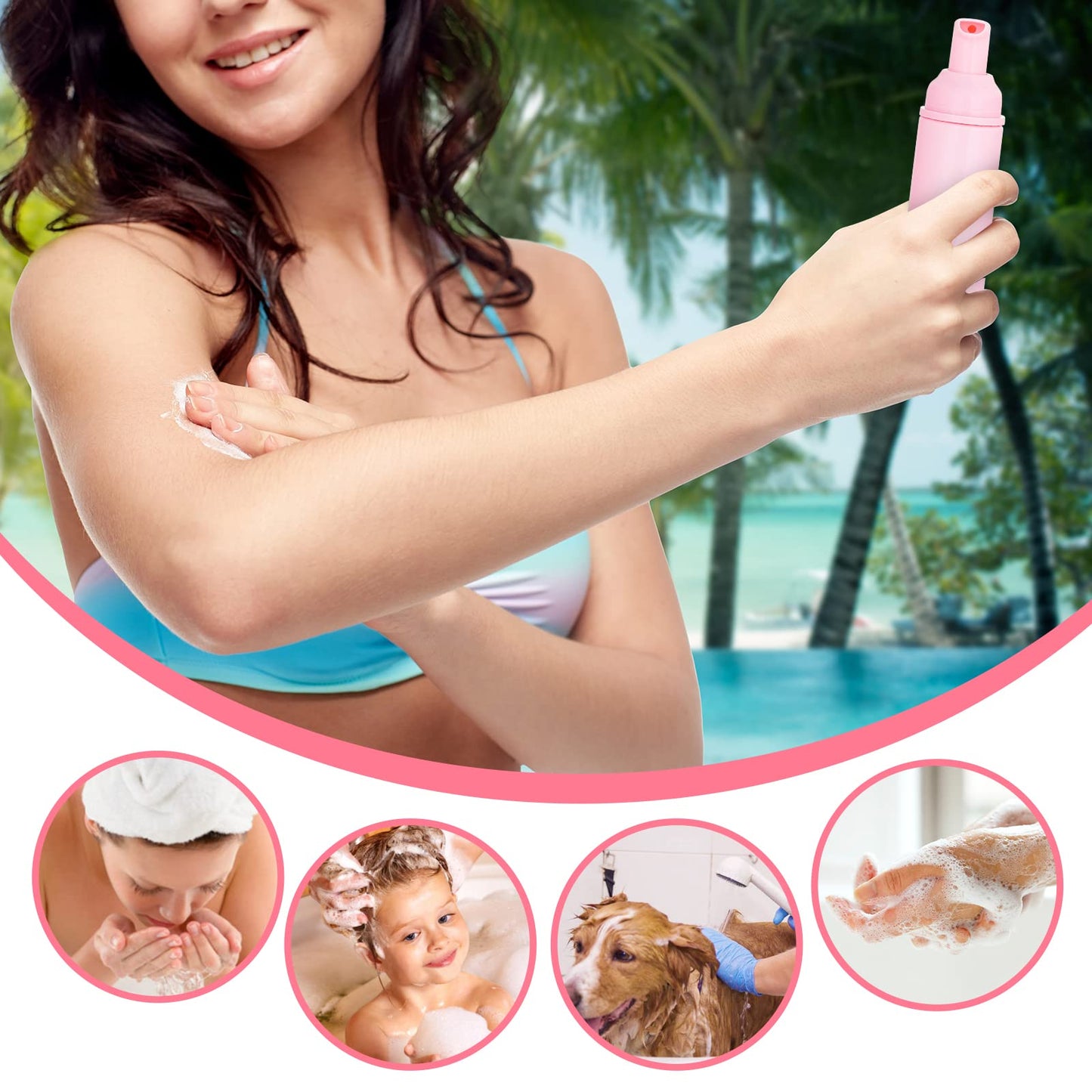 35 Pack Plastic Foam Bottles Travel Soap Dispenser Bottles with Pump Mini Liquid Foaming Soap Bottles for Refillable Hand Sanitizer Lash Cleanser Shampoo Castile Pink(2 oz)