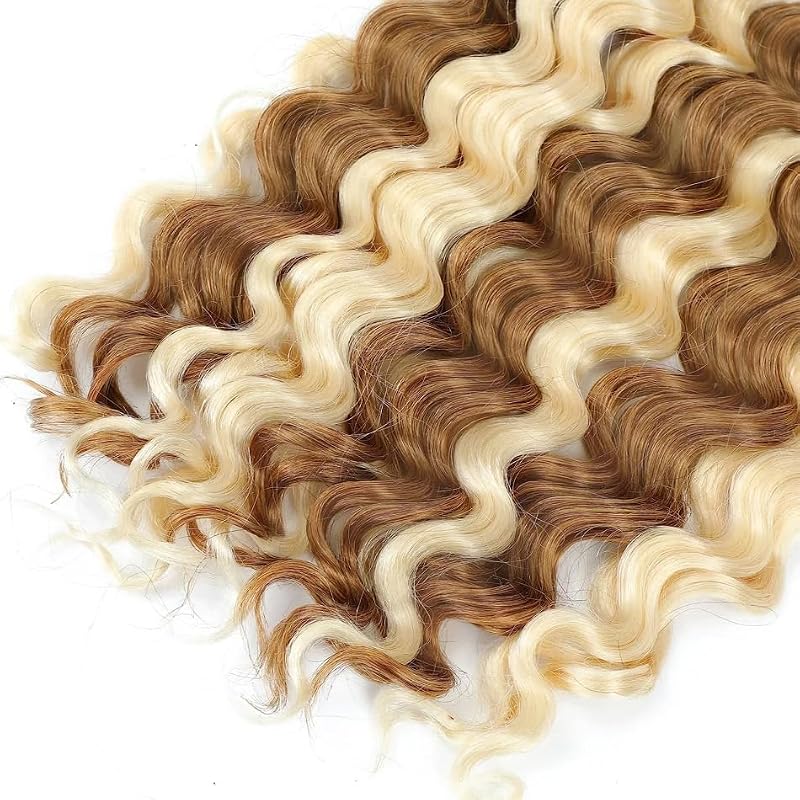 Highlight Blonde Deep Curly Braiding Hair 16 Inch Human Hair for Boho Braids - 150g