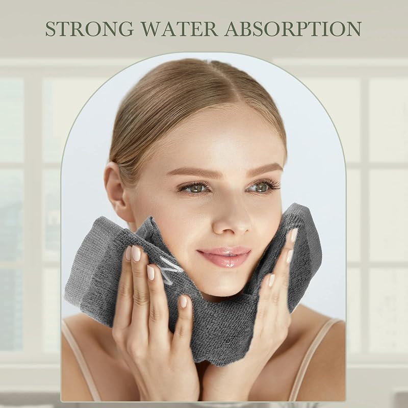 Grey 50 Pcs Cotton Makeup Towels Washcloths 10 x 10 Inch - Bulk Pack, 9.8in x 9.8in