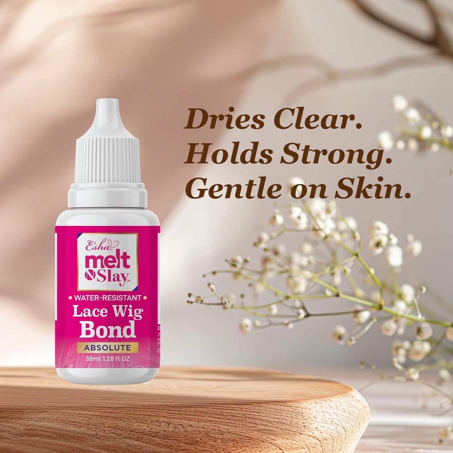 Esha Melt N Slay Absolute Lace Wig Bond – Extreme Hold Lace Glue for Wigs & Quick Weave – Waterproof, Sweat-Resistant, Non-Toxic, Invisible Finish – Upgraded Formula 2025 (38ml / 1.28oz)