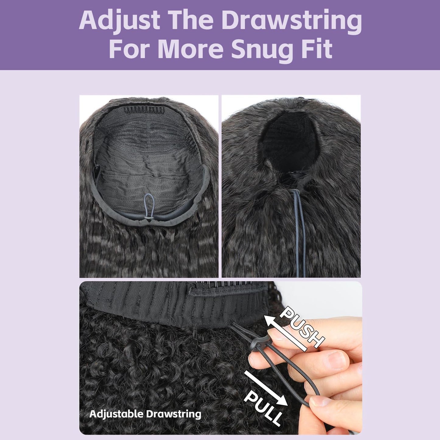 OQ Hair Afro Curly Half Wig Human Hair 180% Density 3 In 1 Beginner Friendly Glueless Wear and Go Kinky Curly Half Human Hair Wig for Women 20 Inch