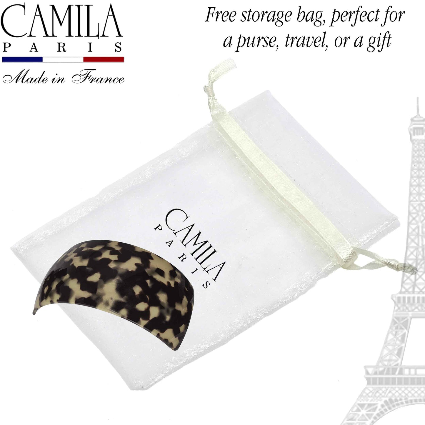 Camila Paris CP3618 French Hair Barrette Clip for Girls for Thick Curly Wavy Long Hair, Strong Hold Grip Hair Clips for Women, Automatic, No Slip Styling Girls Hair Accessories, Handmade in France