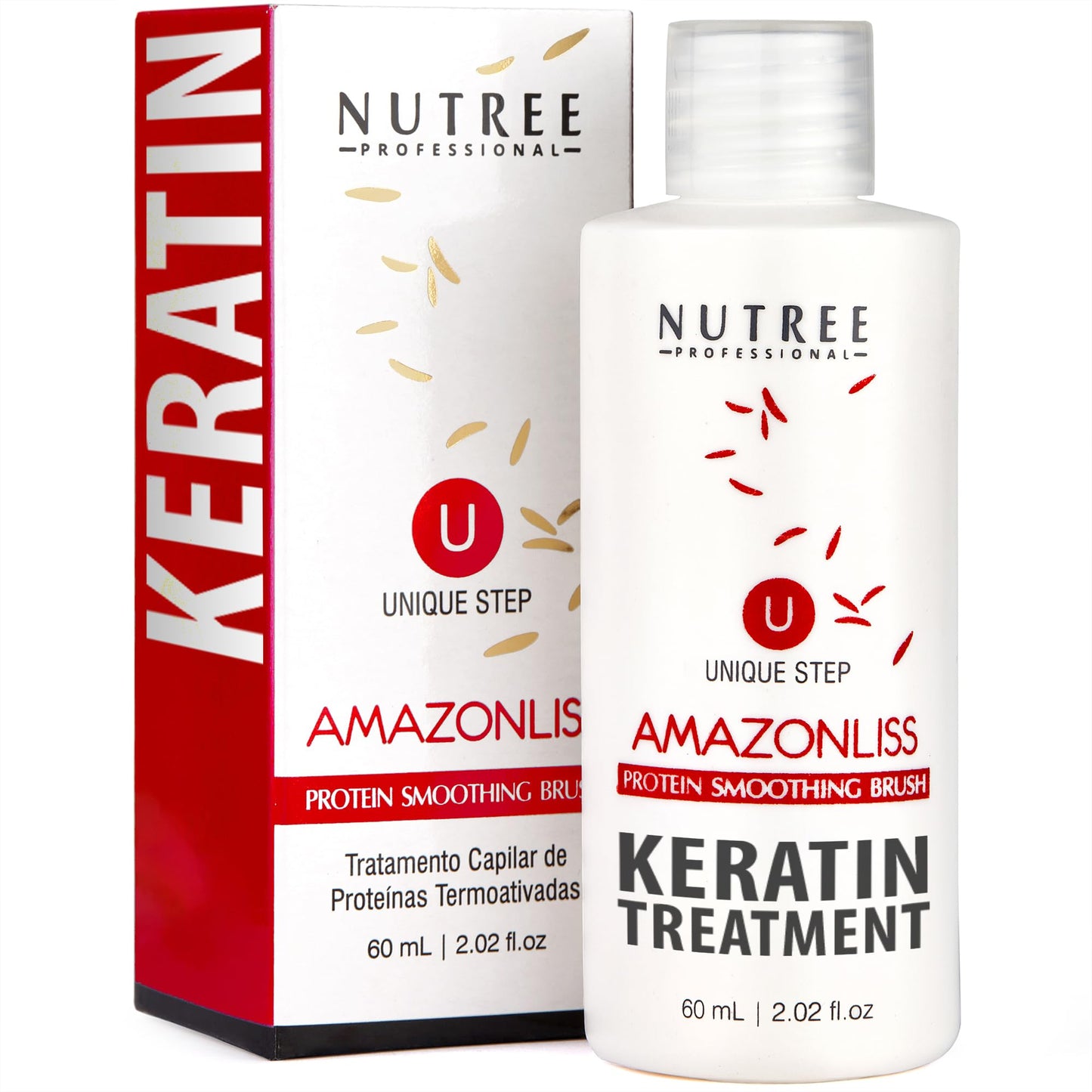Brazilian Keratin Smoothing Treatment, Blowout Straightening System for Dry and Damaged Hair - One Step Protein Hair Treatment Formaldehyde Free,Eliminates Curls and Frizz(Keratin 2.02oz)