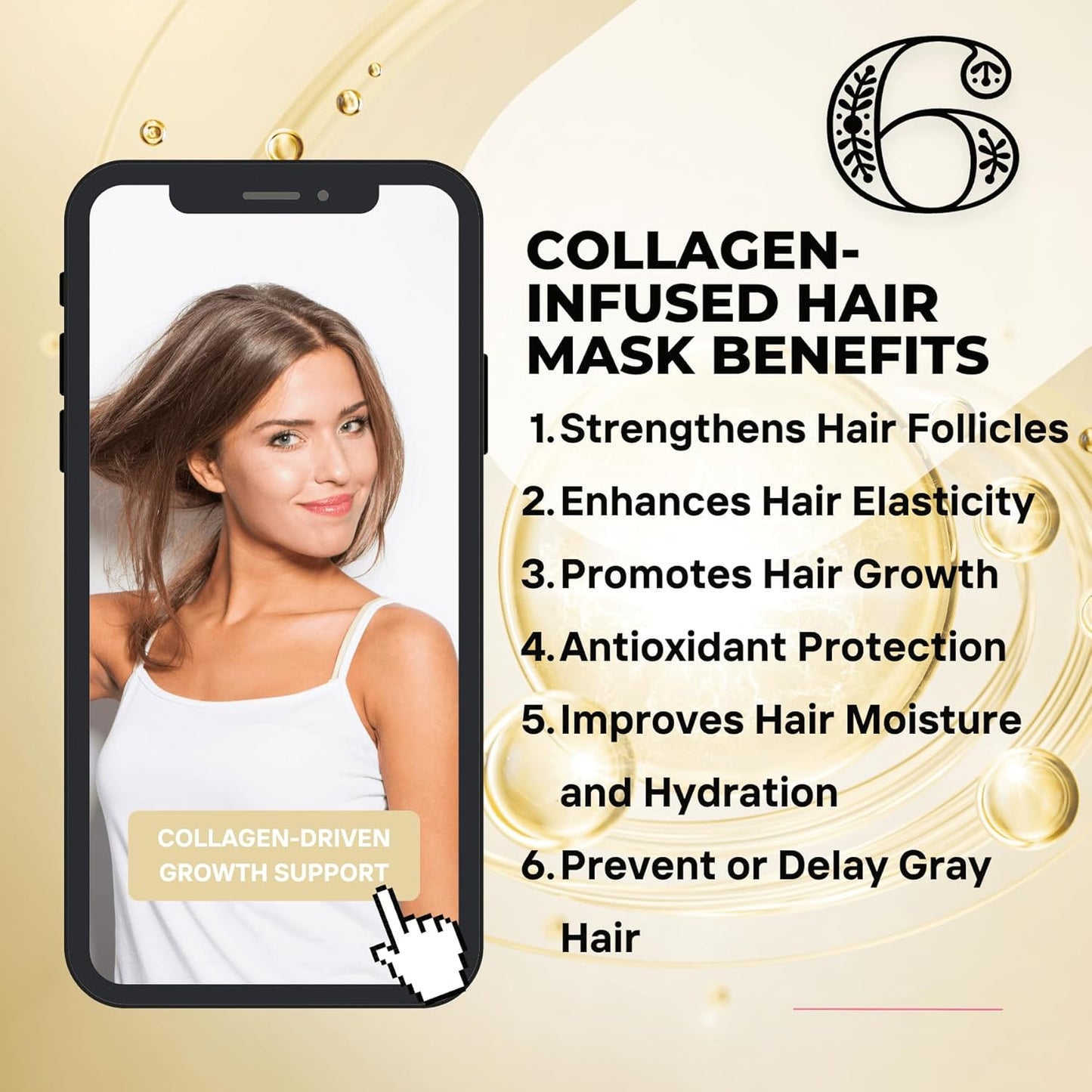 Collagen & Keratin Hair Mask - Deep Repair Treatment with Argan Oil & Vitamin E - 500ml Hydrating Formula for Damaged Hair