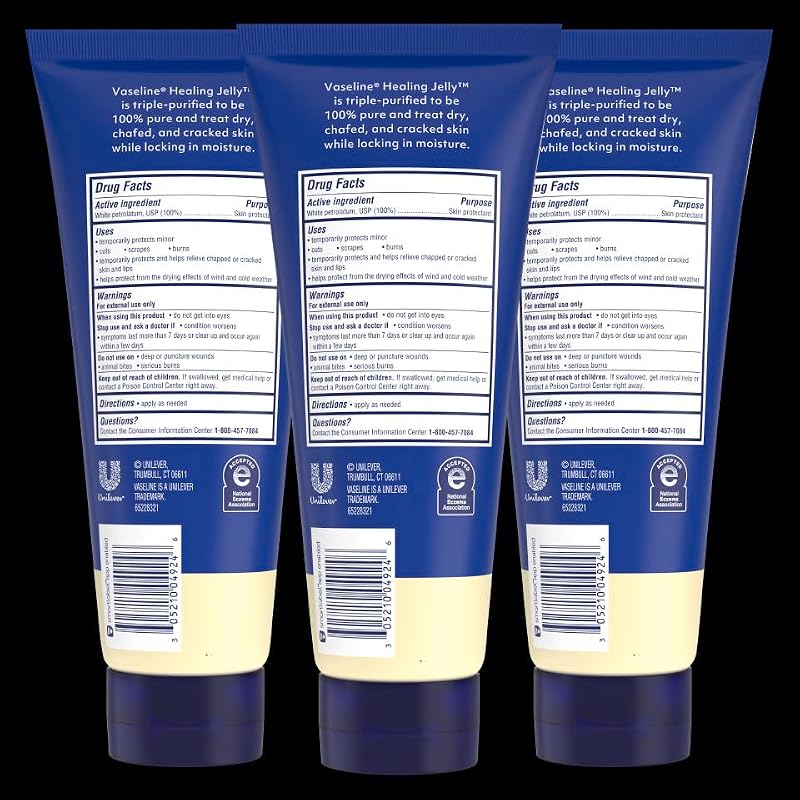 Vaseline Original Healing Jelly 6.8 oz Tube Bundle (3-Pack) - Mess-Free Skincare