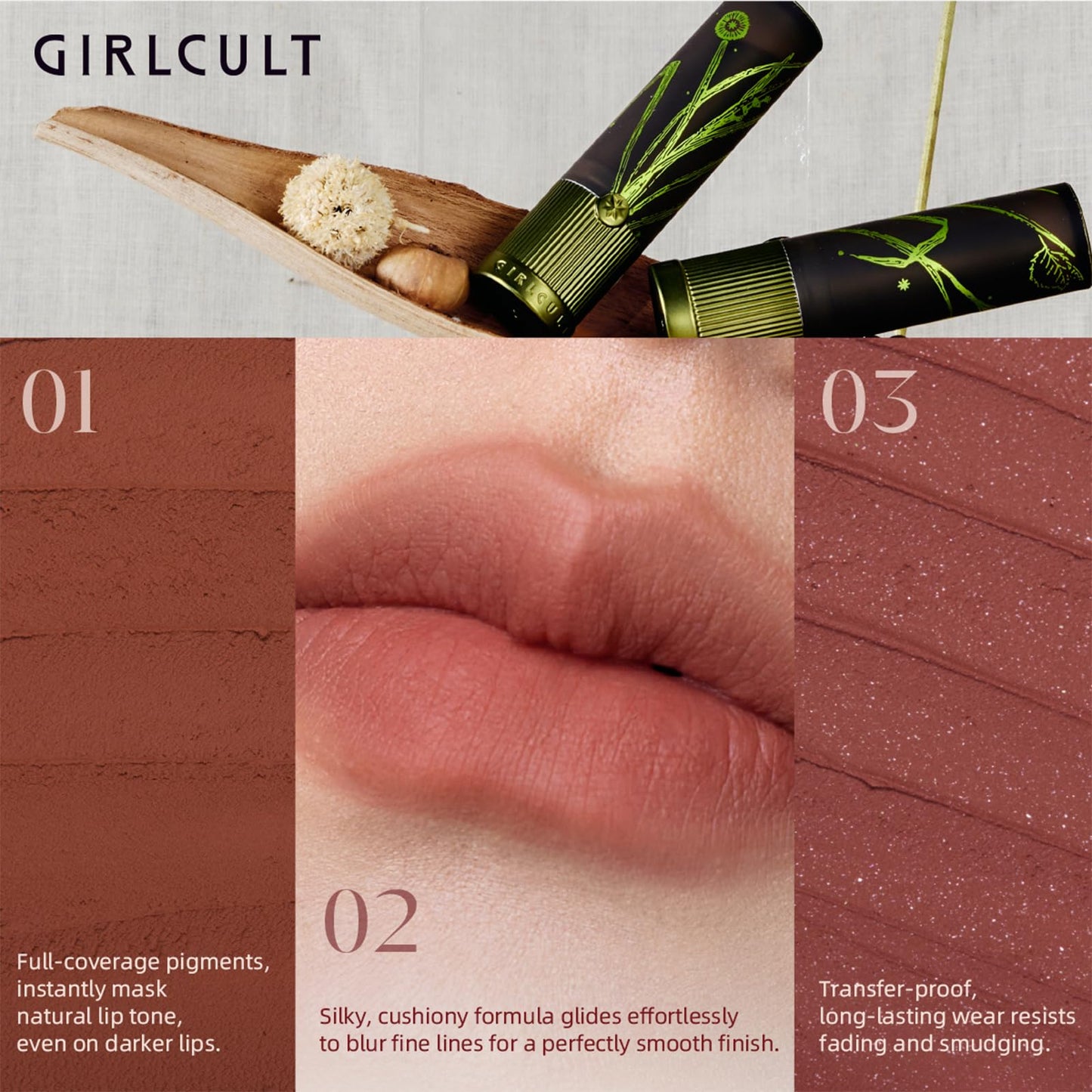 GIRLCULT Matte Lipstick – Long Lasting Velvet Finish, Smudge Proof & Lightweight Lipstick for Women, Transfer Proof One-Swipe Color, Gift for Her (S05)