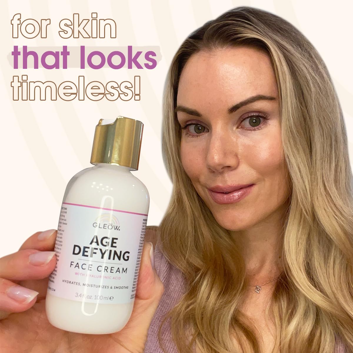 GLEOW Hydrating Day Night Face Cream for Women, Face Moisturizer with Hyaluronic Acid, Hydrating Moisturizer for Dry Skin 3.4oz