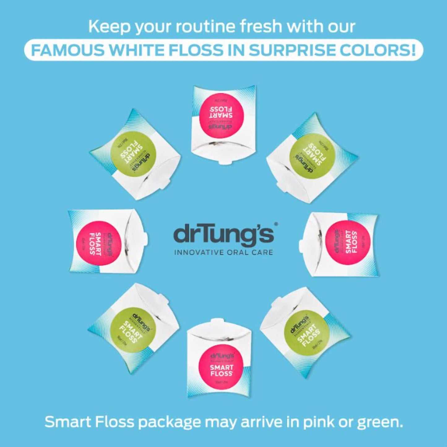 drTung's Smart Floss, 30 yds, Dental Floss - Natural Cardamom Flavor Colors May Vary (6 Pack)