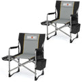 Overmont 2 Pack Folding Camping Chairs with Side Tables - 400 lb Capacity, Black/Gray (Variation: Blackgrey+2)