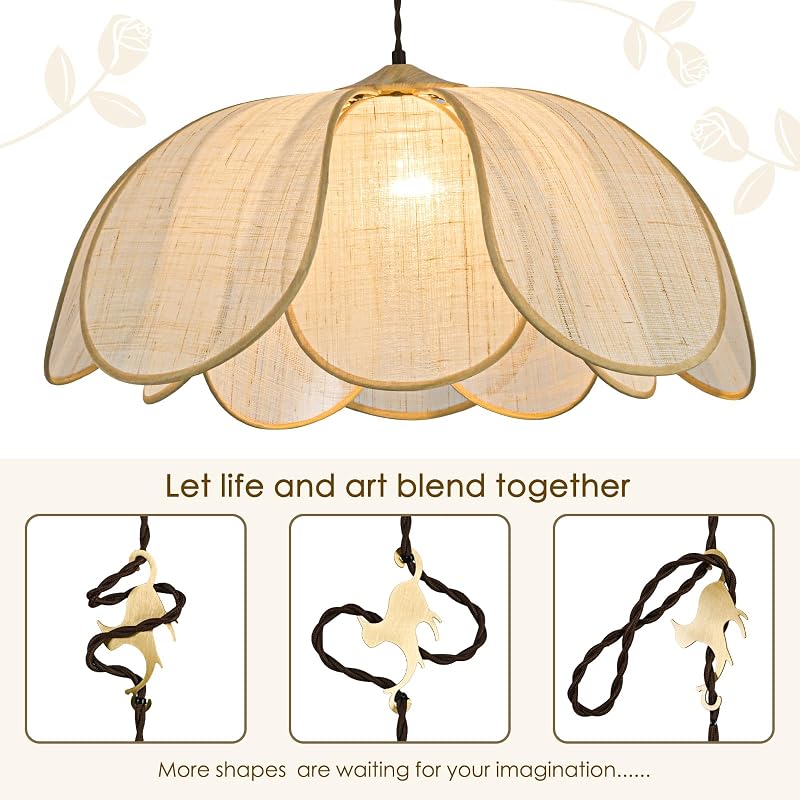 25.6" Boho Rattan Chandelier with Brass Cat Hook – Hand-Woven Pendant Light