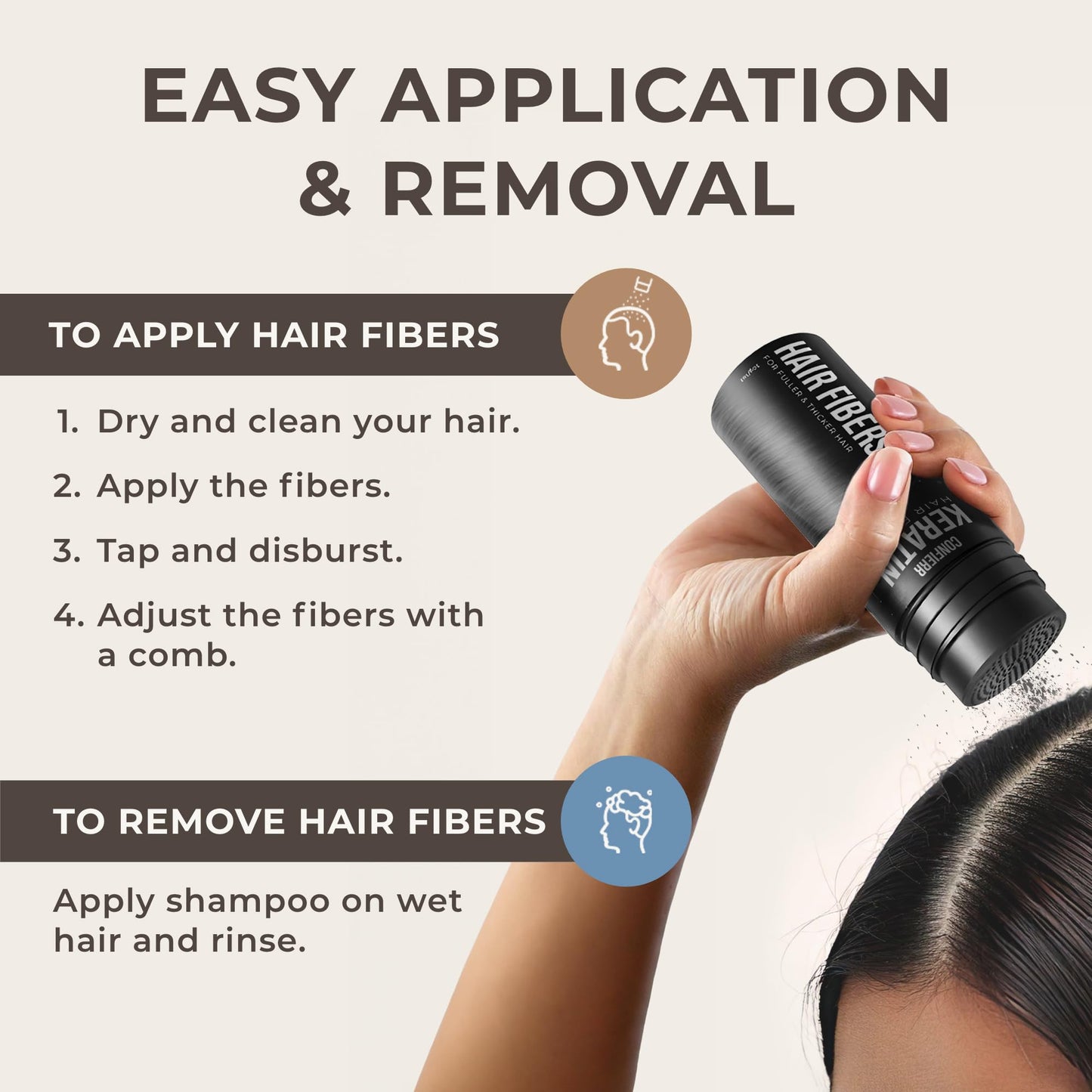CONFIERR Keratin Hair Fibers for Men & Women - Fill In Fine or Thinning Hair, Instantly Thicker, Fuller Looking Hair (Black, 15g)