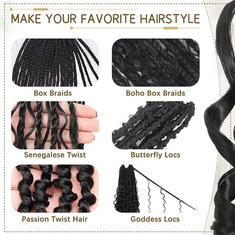 Pink 18 Inch French Curl Braiding Hair - 8 Packs (Variation: Pink+18 Inch)