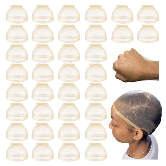Z-CHARMMY Sheer HD Wig Caps for Lace Front Wig, 36 Pieces Non Slip Bald Stocking Caps for Women, Beige