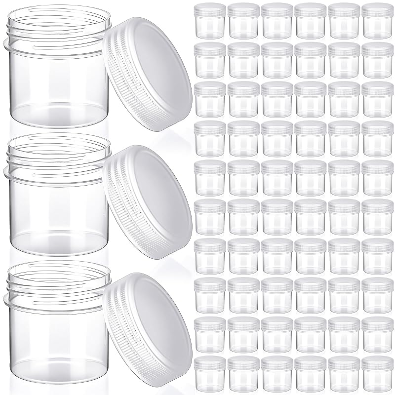 100 Pcs 1 oz Clear Plastic Jars with Lids - Leak Proof, Reusable (Variation: Clear 300 ml Pack of 100)