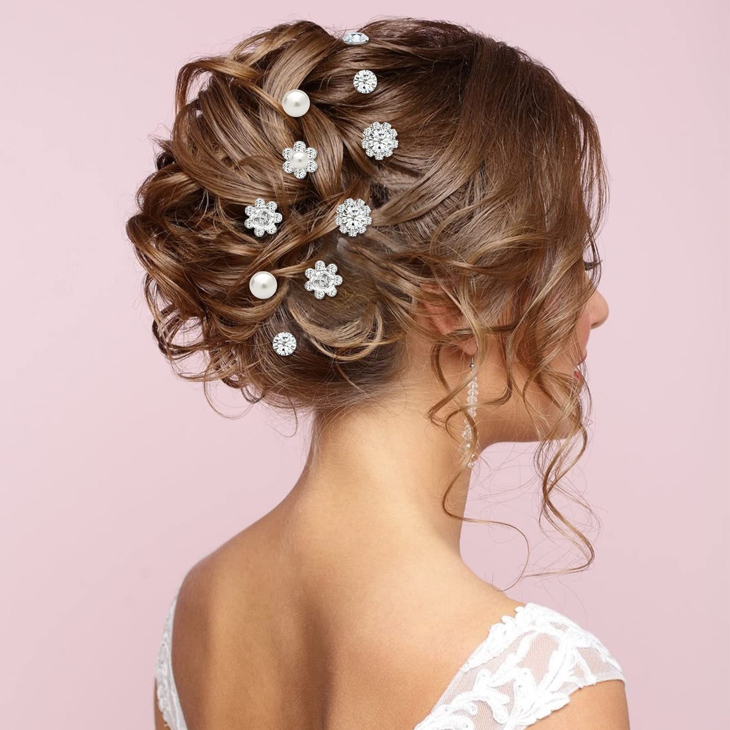 40 Pack Wedding Pearl Hair Pins for Bridal, Silver Pearl Rhinestone Hair Pins Wedding Hair Decorations Accessories for Brides Bridesmaids Women Girls