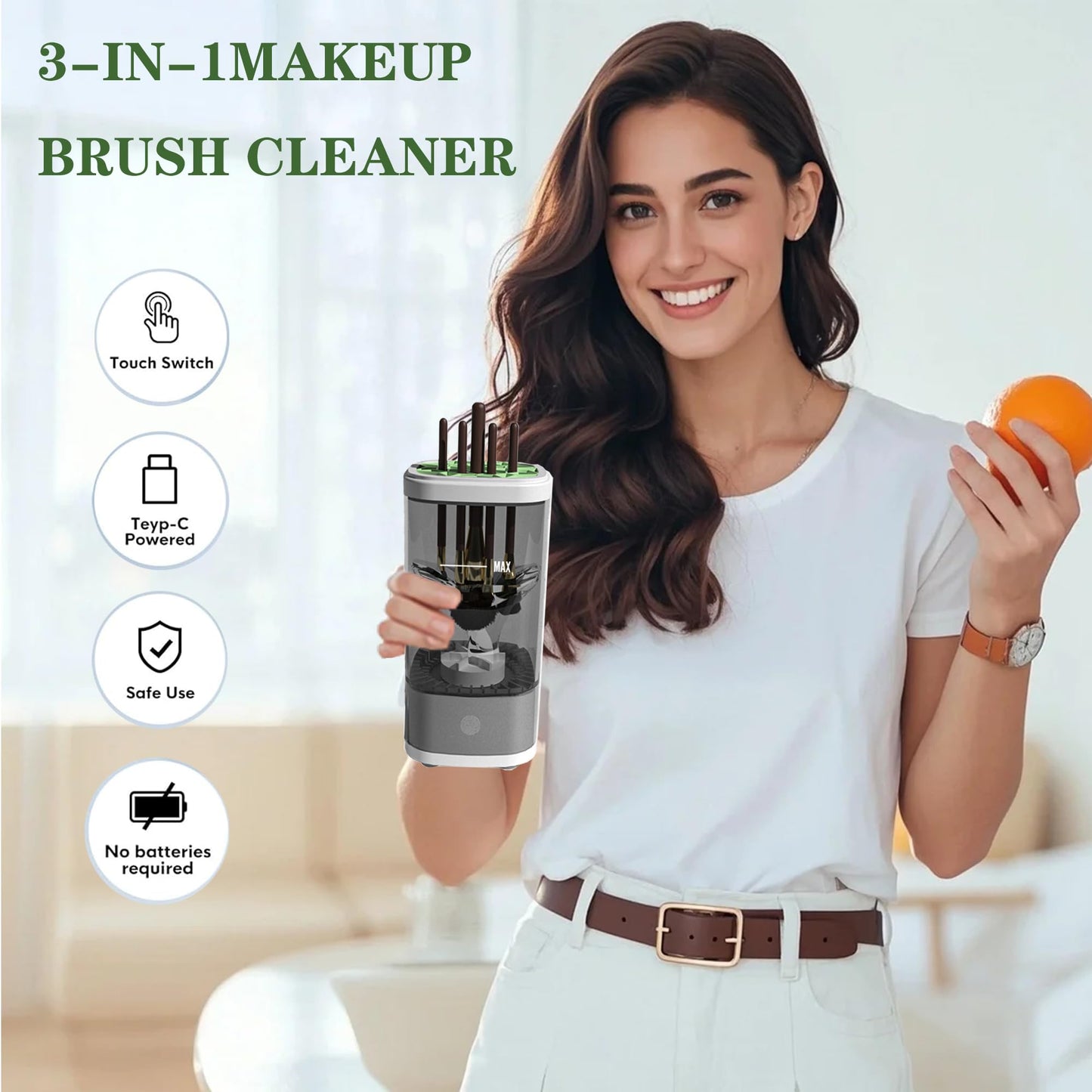 3 IN 1 Automatic Makeup Brush Cleaner-9000 RPM Makeup Brush Cleaner Machine and Dryer Portable Automatic USB Cosmetic Brushes Cleaner Tool for All Size Beauty Makeup Brush Travel Set