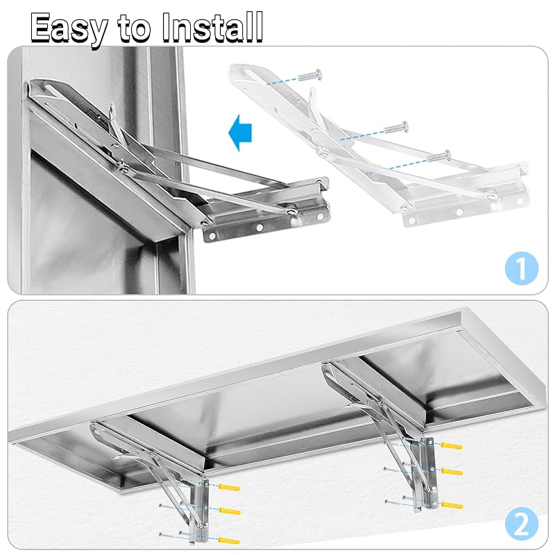 36" x 18" Folding Concession Shelf - Stainless Steel Kitchen/Truck Organizer (Variation: 36" x 18")