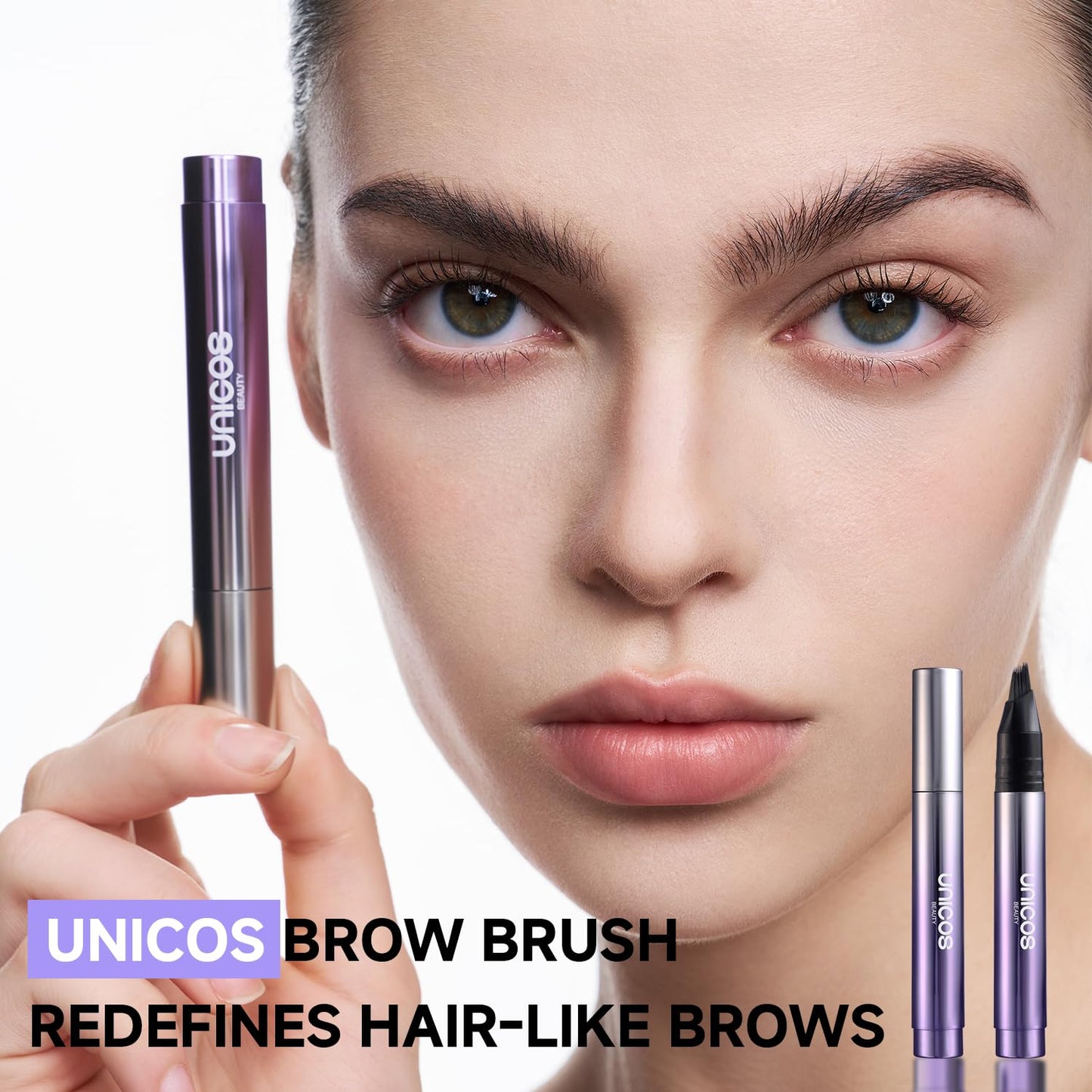 Unicos Eyebrow Pen, Angled Brow Brush, Eyebrow Pencils for Women, Natural Brow Pen, Hair-Like Strokes, 24hrs Long-Lasting, Waterproof, Smudge-Proof, Easy to Use, Multiple Uses, Gifts for Her, Taupe
