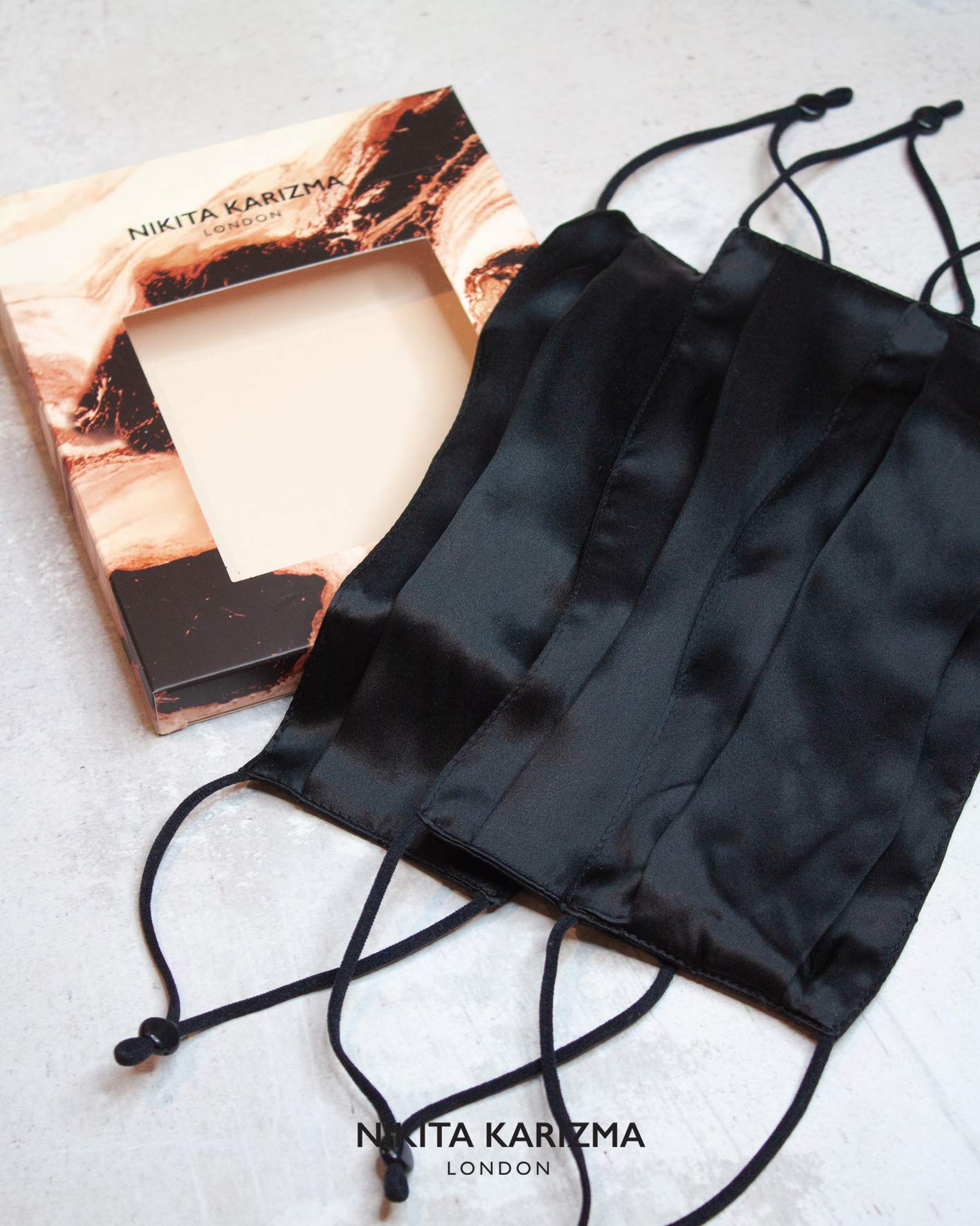 KARIZMA Beverly Hills Silk Face Mask 3 Pack Collection. Black Fashionable Designer Face Mask for Women. Washable Fabric Face Mask Reusable Facemask. 19 Momme Real Mulberry Silk Masks